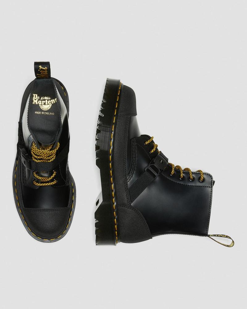 Dr Martens 1460 Bex Tech Made in England Læder Snørestøvler Dame Sort | DK 152JPQ